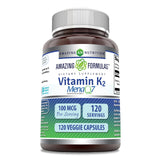 Amazing Nutrition Vitamina K2 MK7 frasco frontal, ideal para uso diario