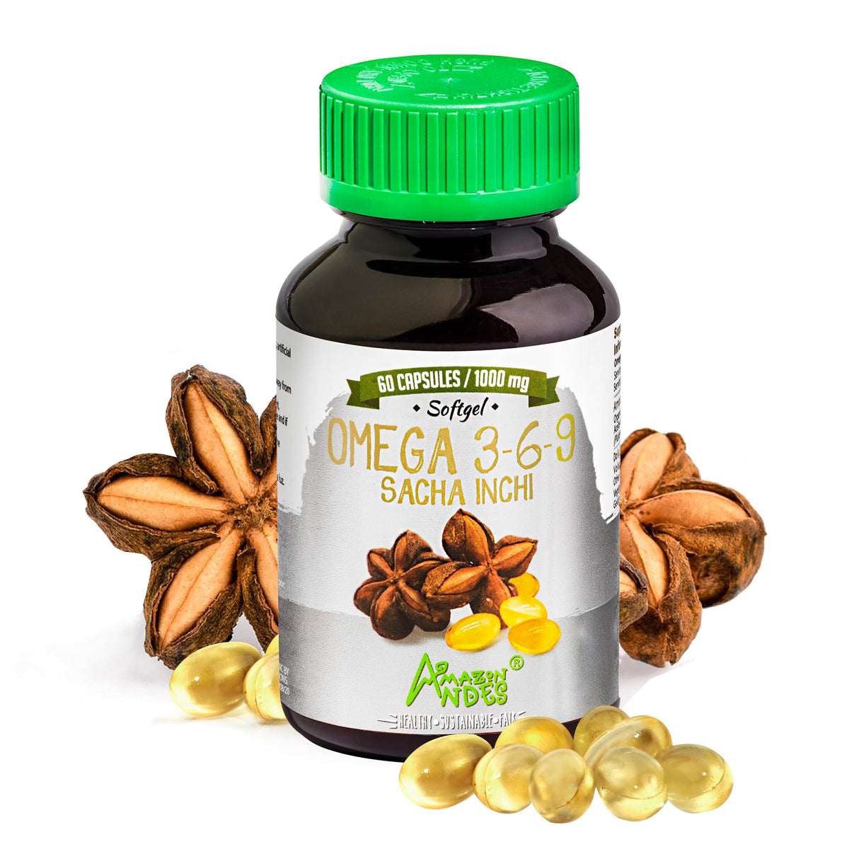 Aceite de Sacha Inchi Amazon Andes 1000 mg: cápsulas fáciles de tragar para uso diario