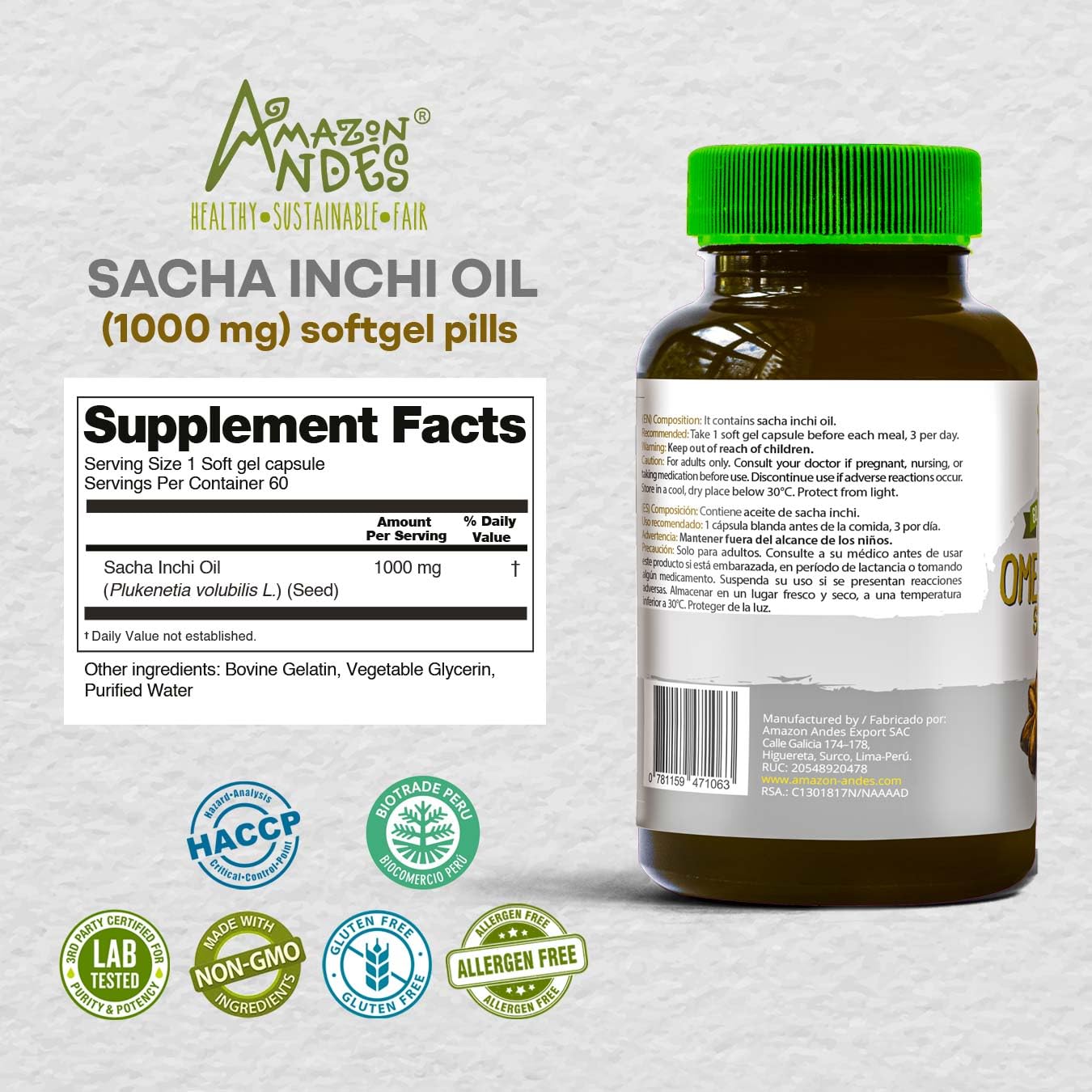 Omega 3 6 9 de Amazon Andes: cápsulas veganas para ingesta diaria equilibrada