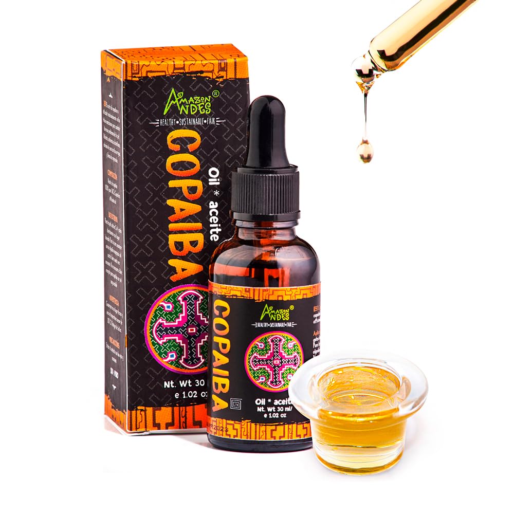 Copaiba Amazon Andes Oil 30ml en botella de vidrio ámbar para cuidado suave de la piel