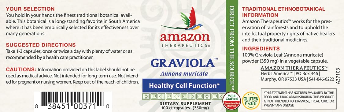 Amazon Therapeutic Laboratories Graviola botella: presentación portátil para llevar.