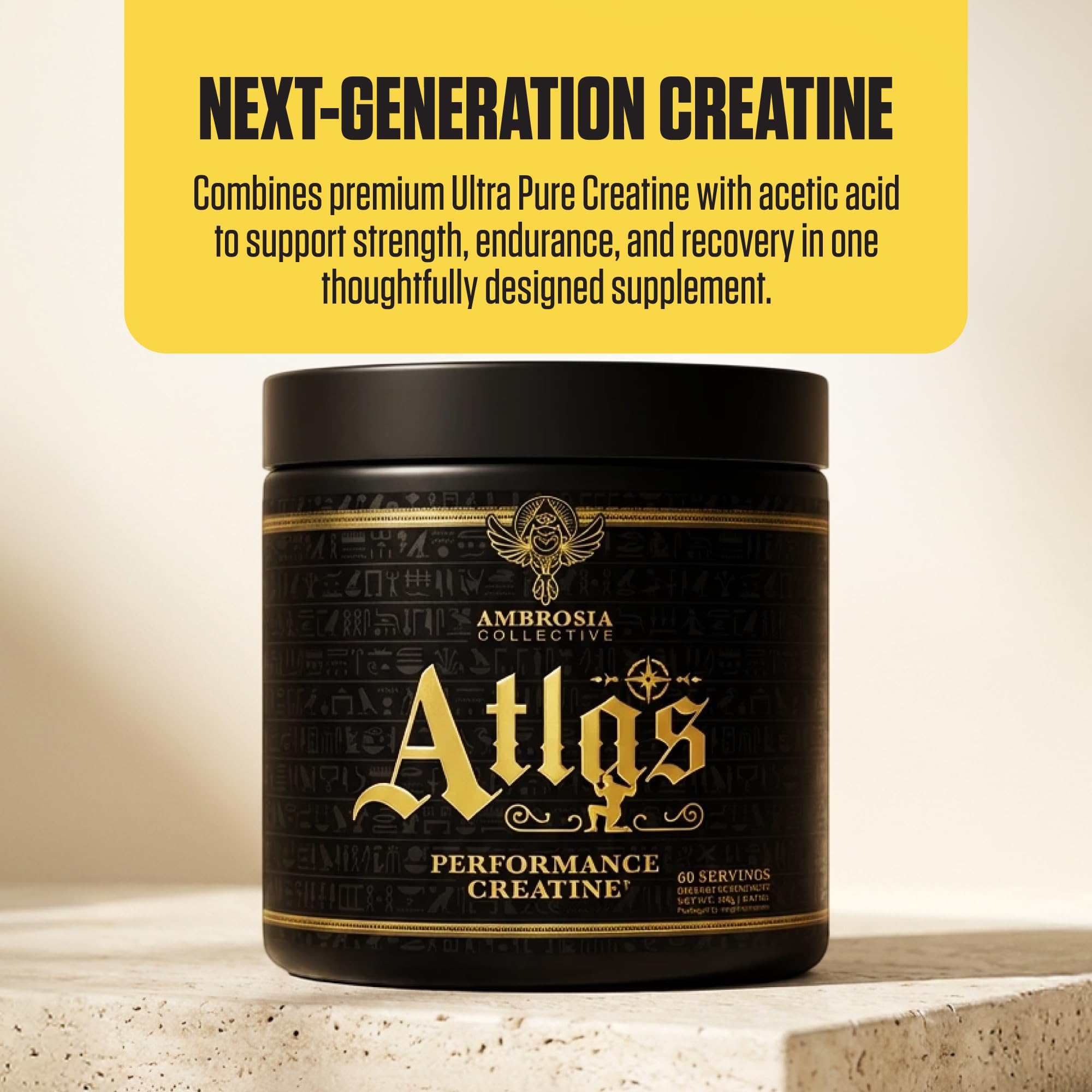 Ambrosia Atlas creatina Creapure, medidor para dosis precisas y rendimiento sostenido.