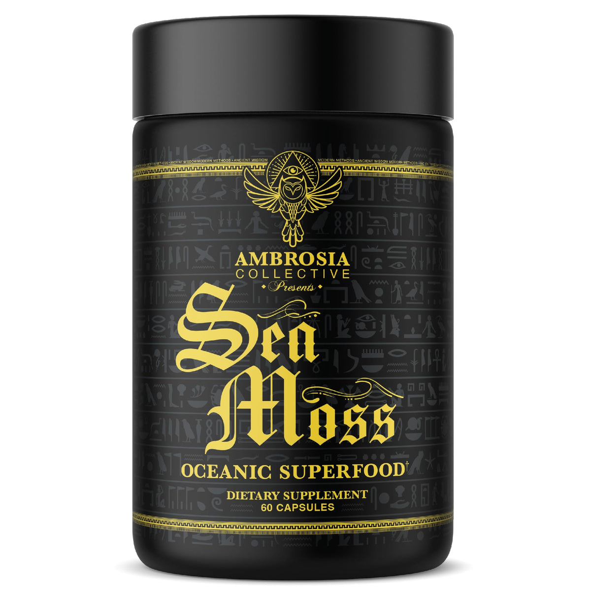 Ambrosia cápsulas de musgo de mar irlandés, apoyo para energía y bienestar diario.