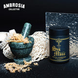 Ambrosia dosis de 500 mg por cápsula, fuente de nutrientes para uso diario.