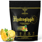 Ambrosia Hydroglyph envase y cuchara medidora para hidratación y soporte muscular