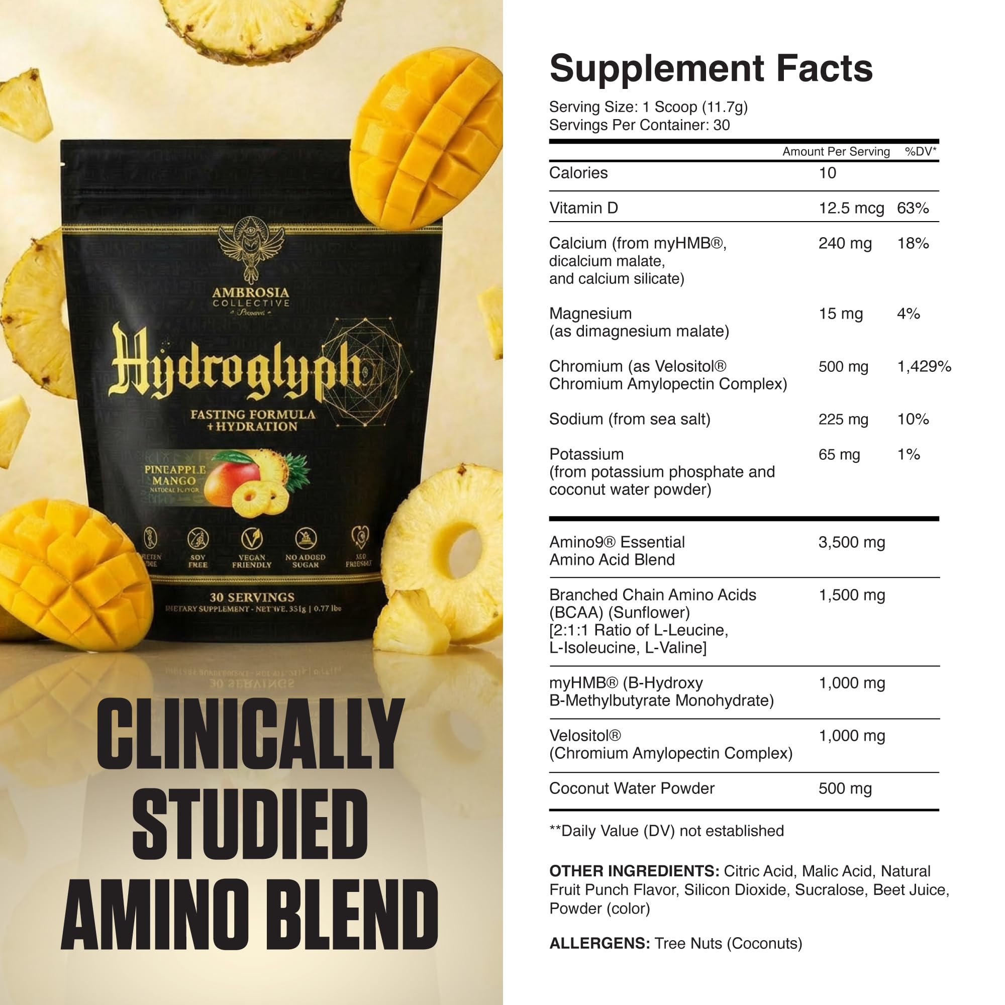 Ambrosia Hydroglyph vaso con bebida isotónica para hidratar