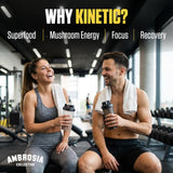 Ambrosia Kinetic cafeína natural para energía sostenida durante el entrenamiento.