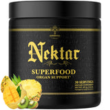 Ambrosia Nektar Powder, botella frontal, energía para comenzar el día.