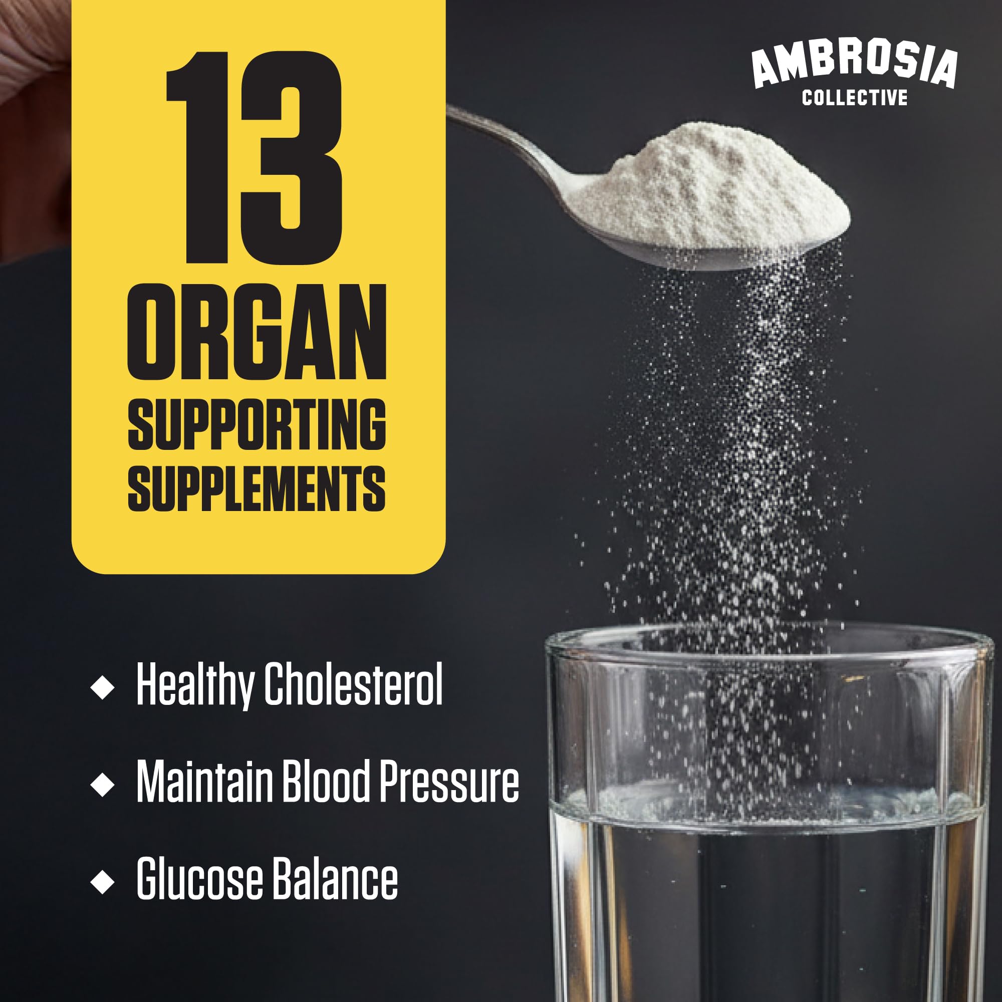 Ambrosia Nektar Powder, cuchara medidora, dosis diaria fácil.