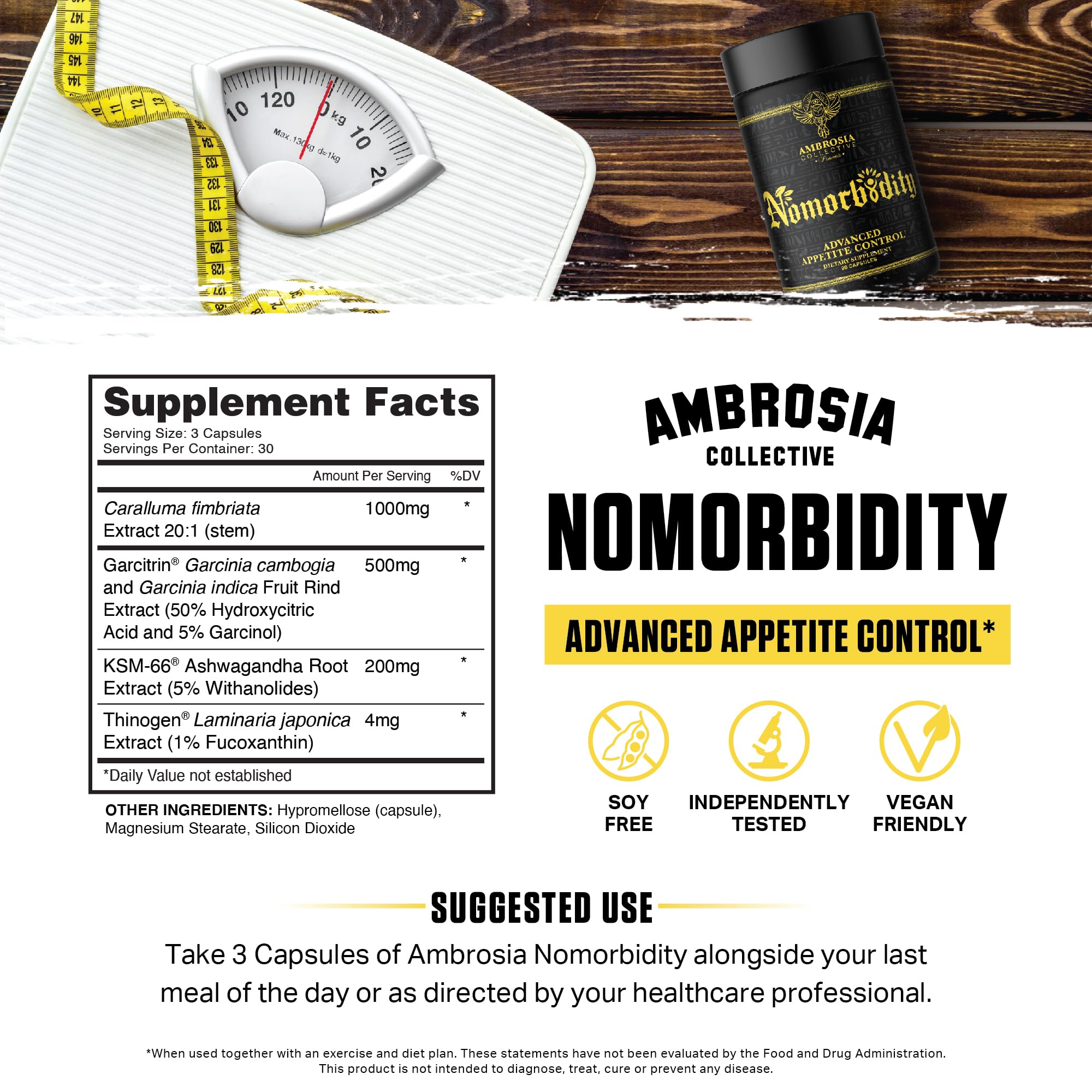 Ambrosia Nomorbidity: caja-presentación, producto premium para apoyar tu rutina.