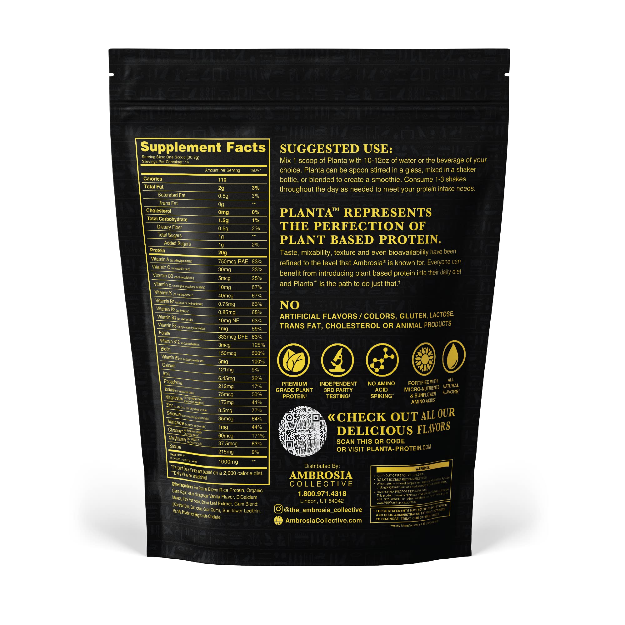 Ambrosia Planta 14 porciones, formato práctico para uso diario en batidos.