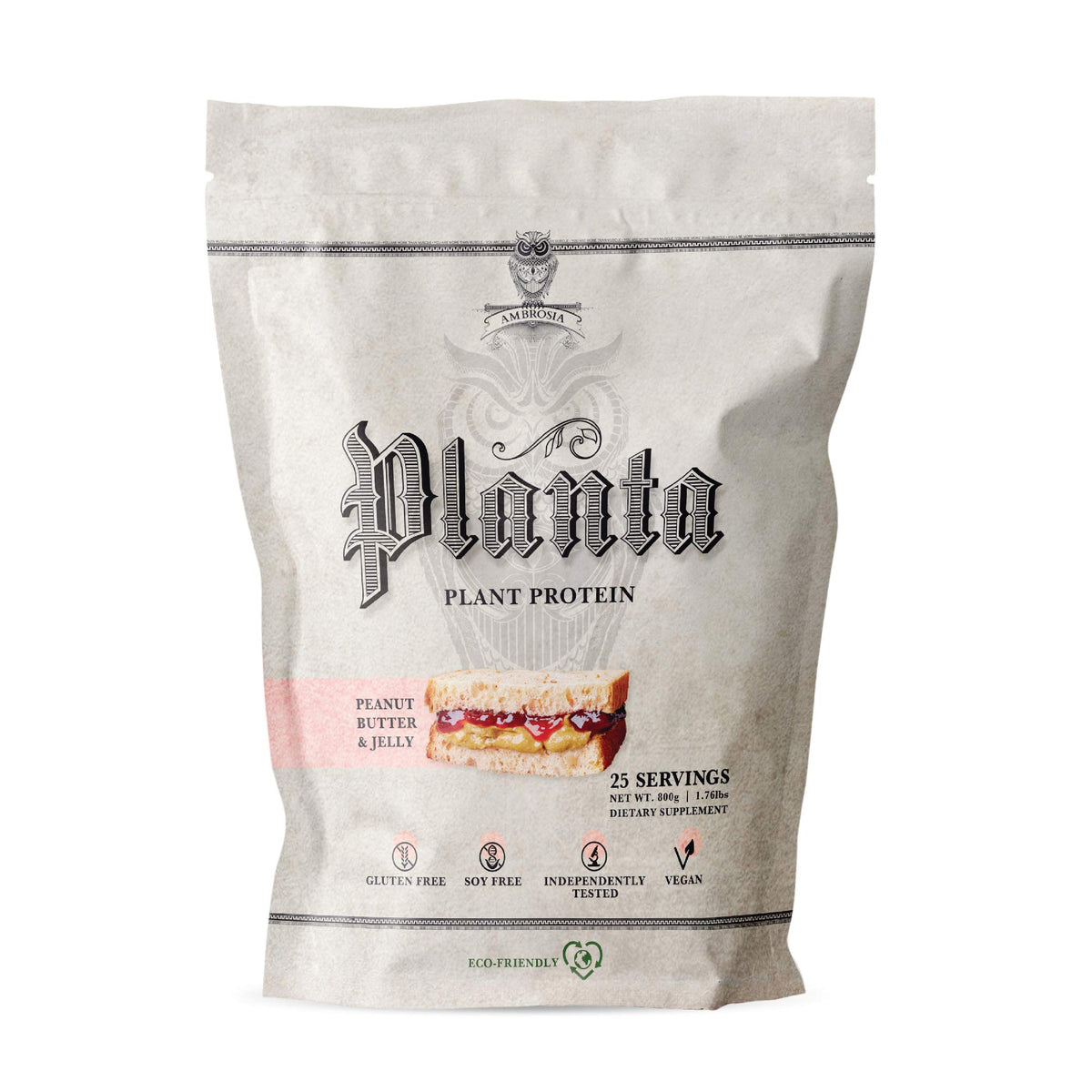 Ambrosia Planta pote de proteína vegetal para un aporte diario de proteínas.