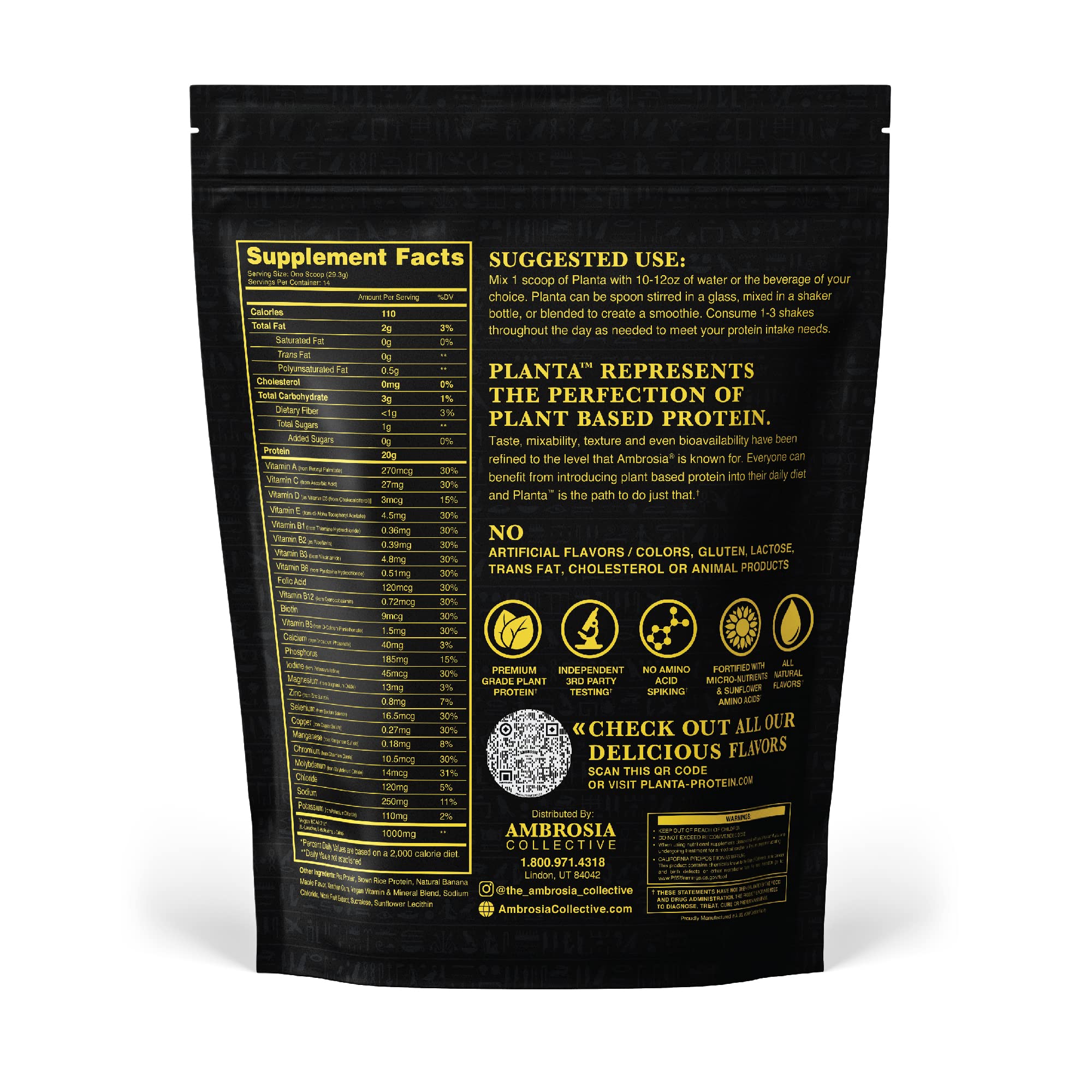 Ambrosia Planta textura cremosa lista para mezclar en vaso