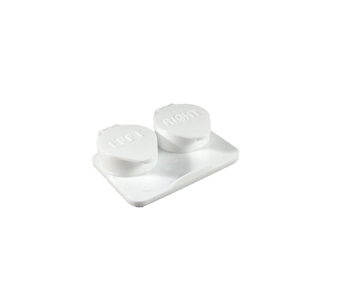 Estuche Amcon Labs para lentes de contacto blanco, diseño plano y profundidad extra.