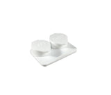 Estuche Amcon Labs para lentes de contacto blanco, diseño plano y profundidad extra.