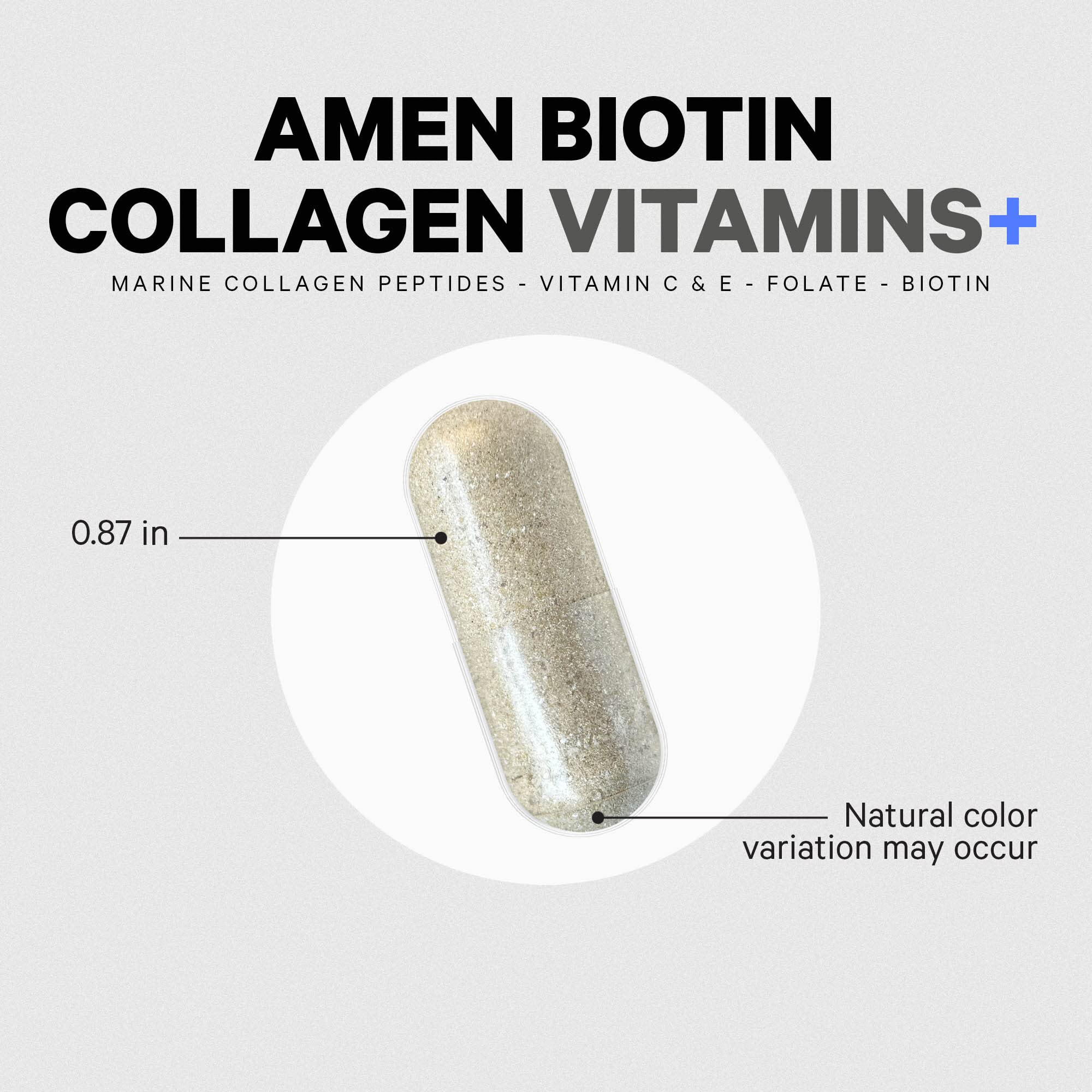 Amen Biotin Collagen: cabello-uñas fortalecen gracias a nutrientes clave.