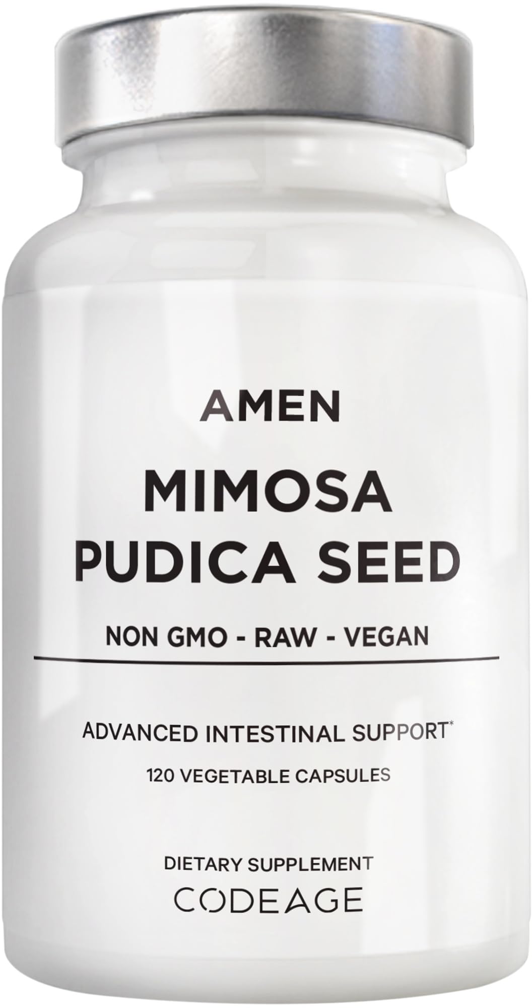 Amen Mimosa Pudica: semillas orgánicas en botella para tu rutina diaria.