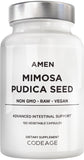 Amen Mimosa Pudica: semillas orgánicas en botella para tu rutina diaria.