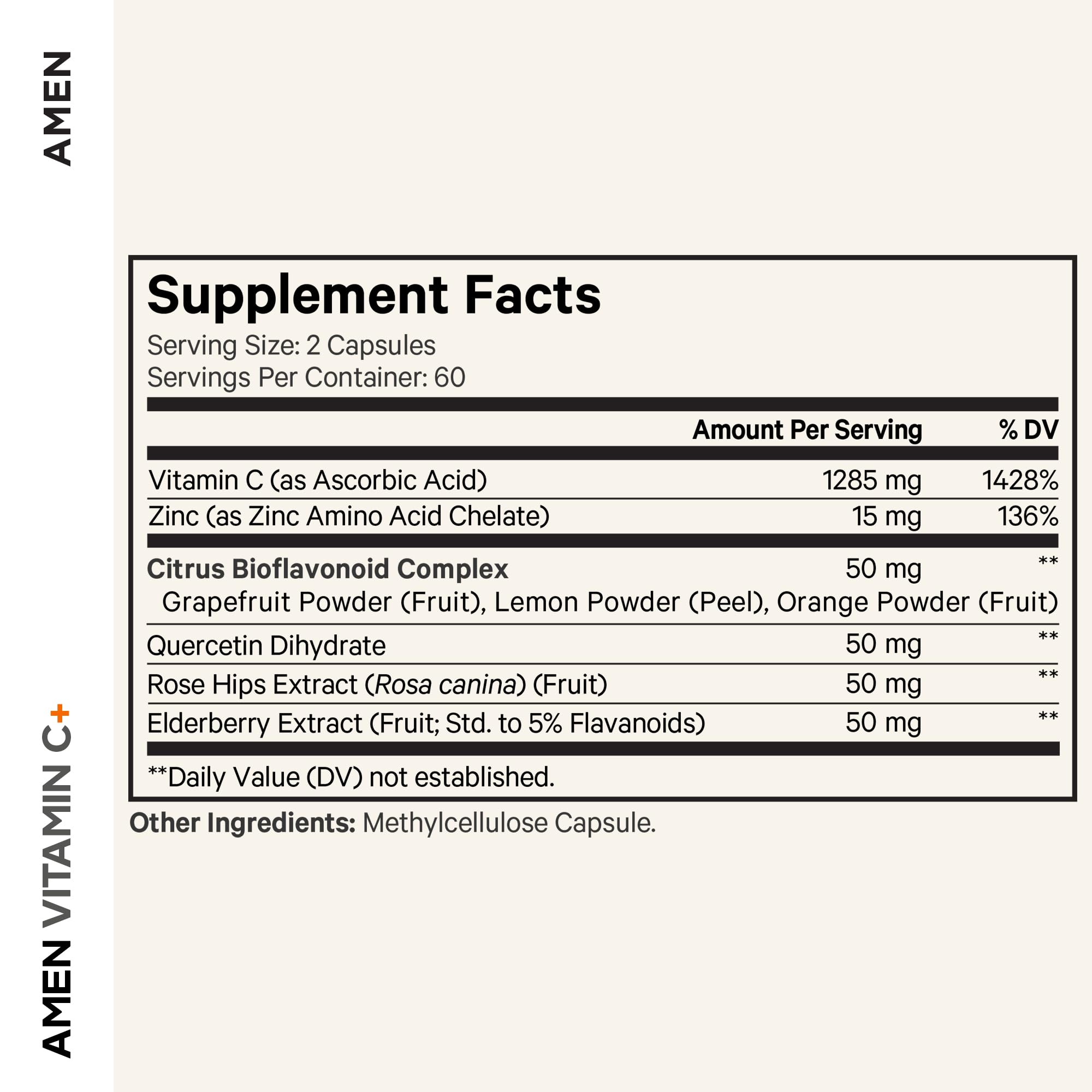 Amen Vitamina C con bioflavonoides cítricos para mejor absorción.