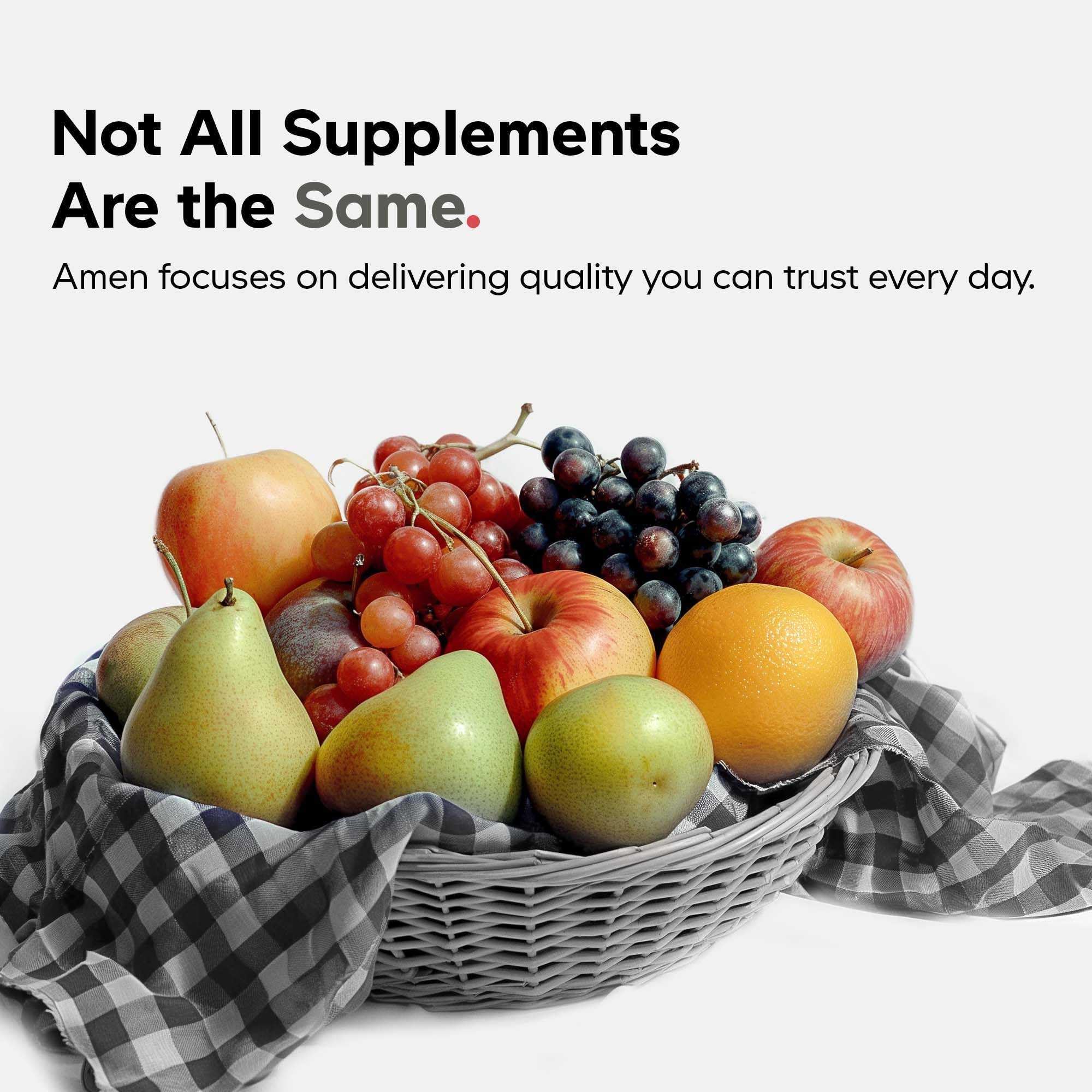 Amen Vitamina C etiqueta vegana para una opción libre de alérgenos.