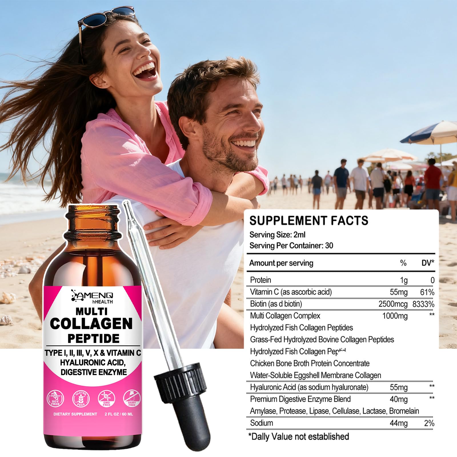Fórmula avanzada AMENQ hHEALTH con absorción rápida de colágeno