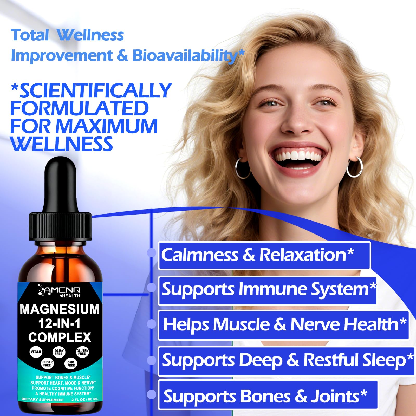 AMENQ hHEALTH Magnesium 12 en 1, se mezcla fácilmente en bebidas.