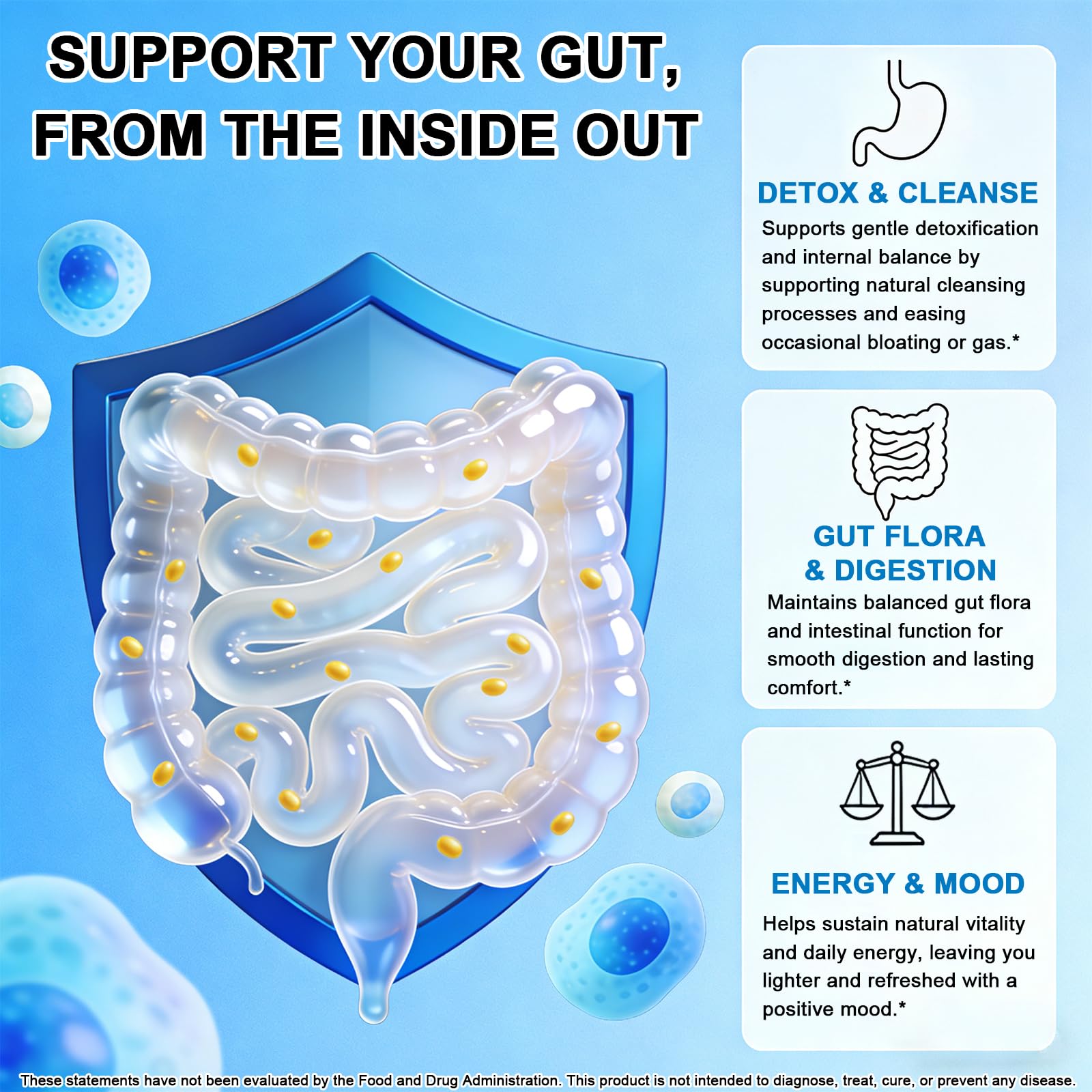Uso diario AMENQ hHEALTH para apoyar la digestión y el equilibrio intestinal.