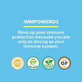 Empaque de ImmpowerD3 de American BioSciences, opción vegetariana y práctico para la rutina.