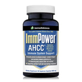Botella American BioSciences ImmPower AHCC para apoyo inmunológico potencial.