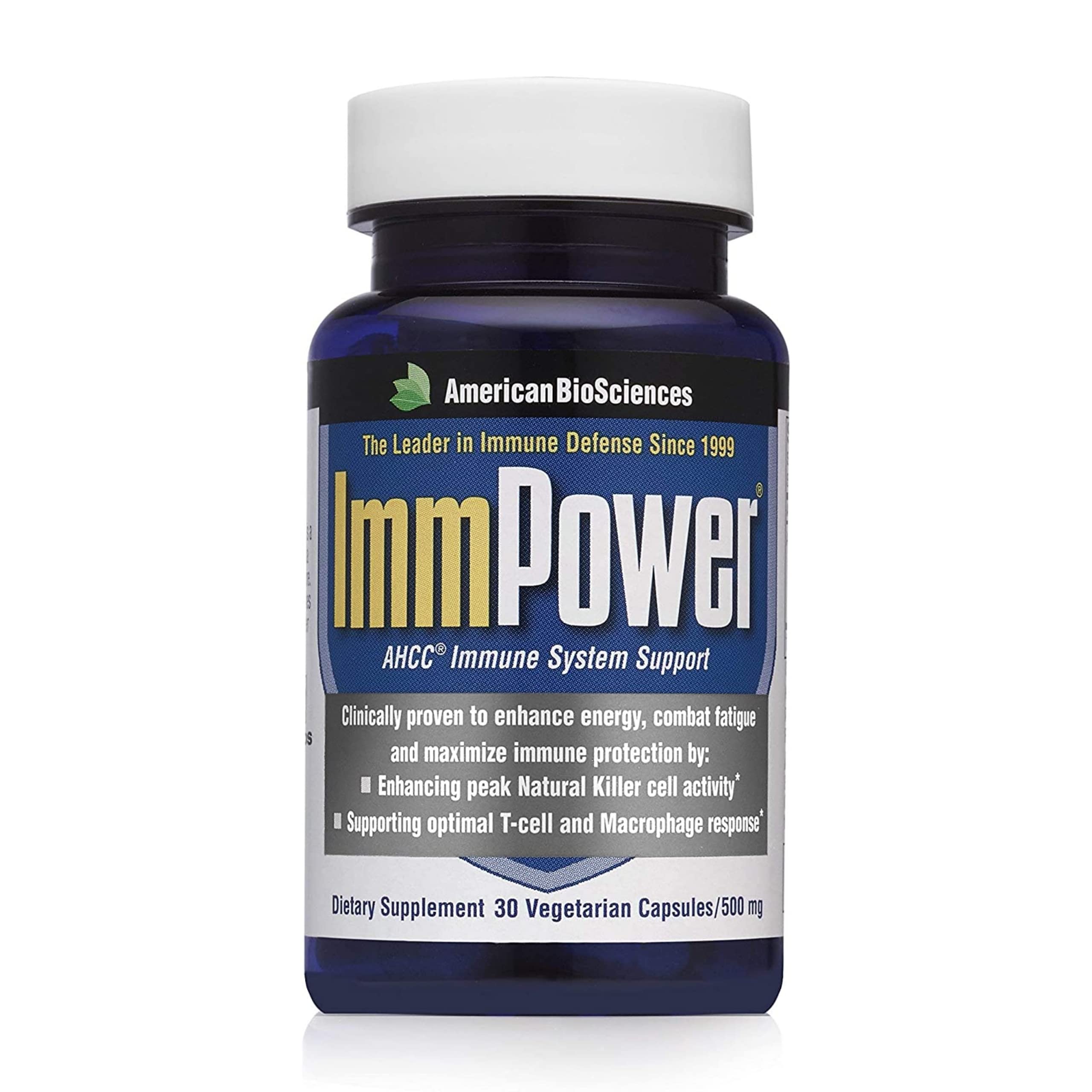 American BioSciences ImmPower cápsulas vegetarianas para apoyo inmunitario diario.