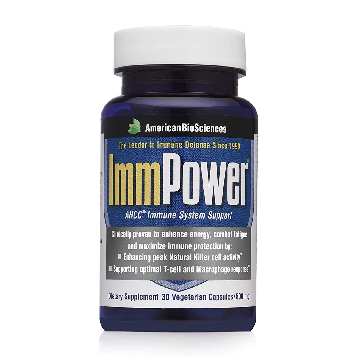 American BioSciences ImmPower cápsulas vegetarianas para apoyo inmunitario diario.
