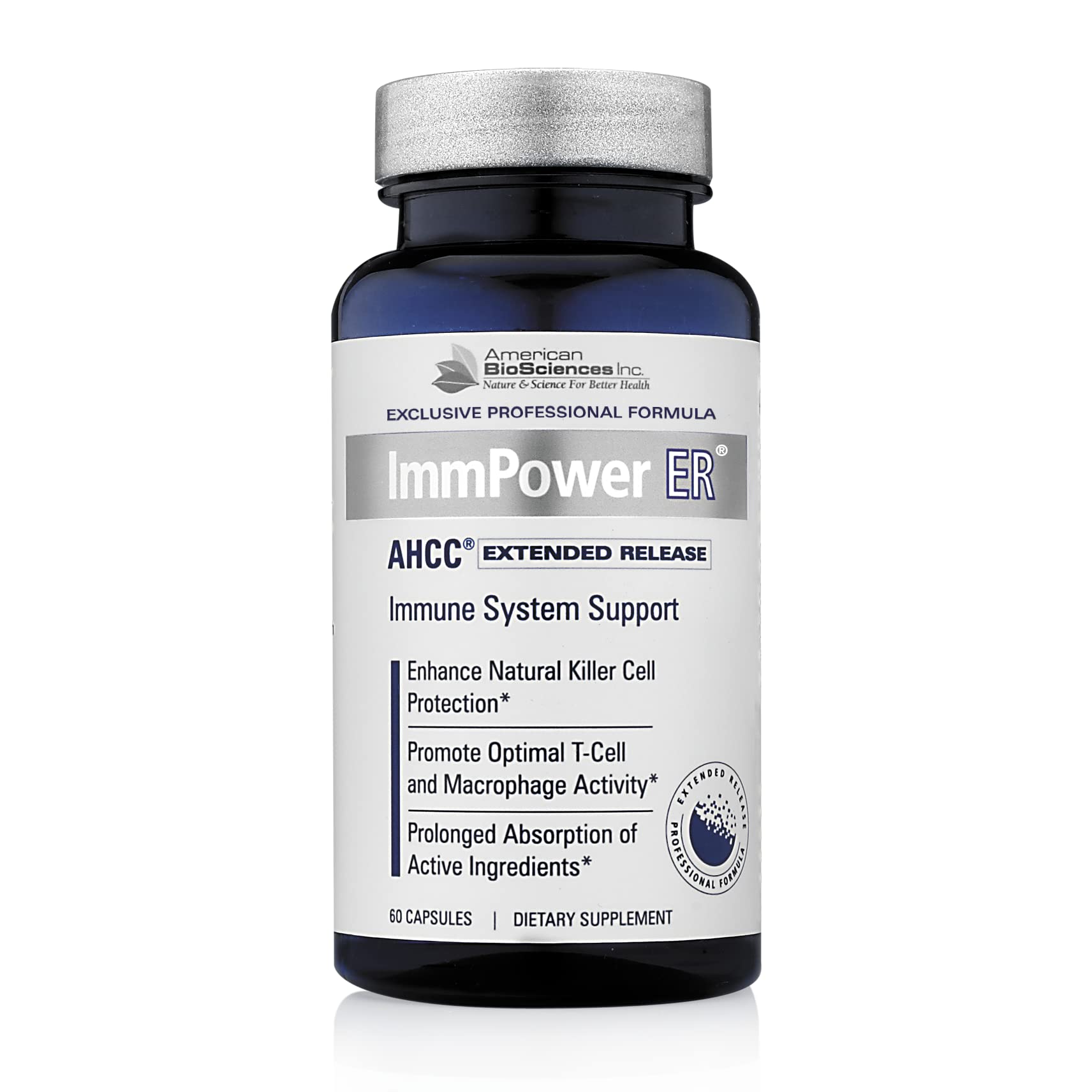 ImmPower ER de American BioSciences: botella, liberación extendida para absorción sostenida.