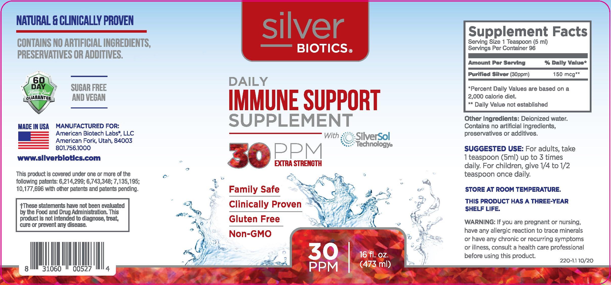 American Biotech Labs Silver Biotics 30 PPM, dispensador práctico para dosificar