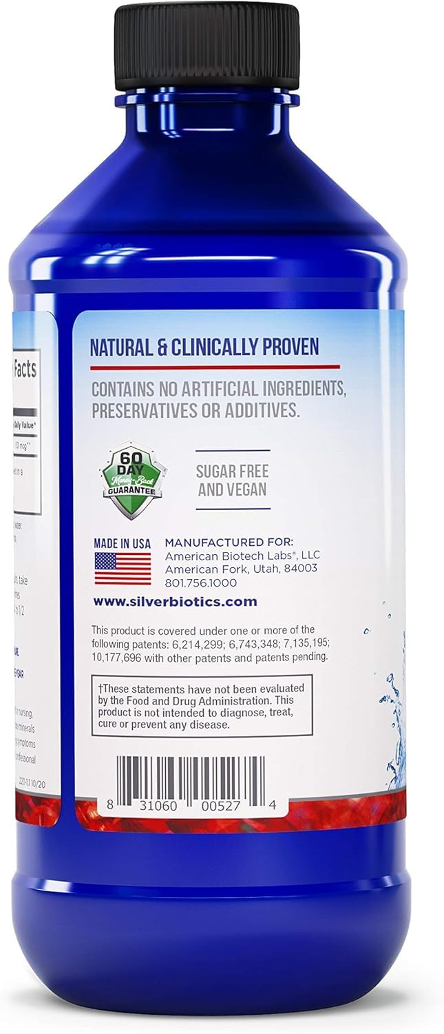 American Biotech Labs Silver Biotics 30 PPM, símbolo de tecnología Silversol multivalente