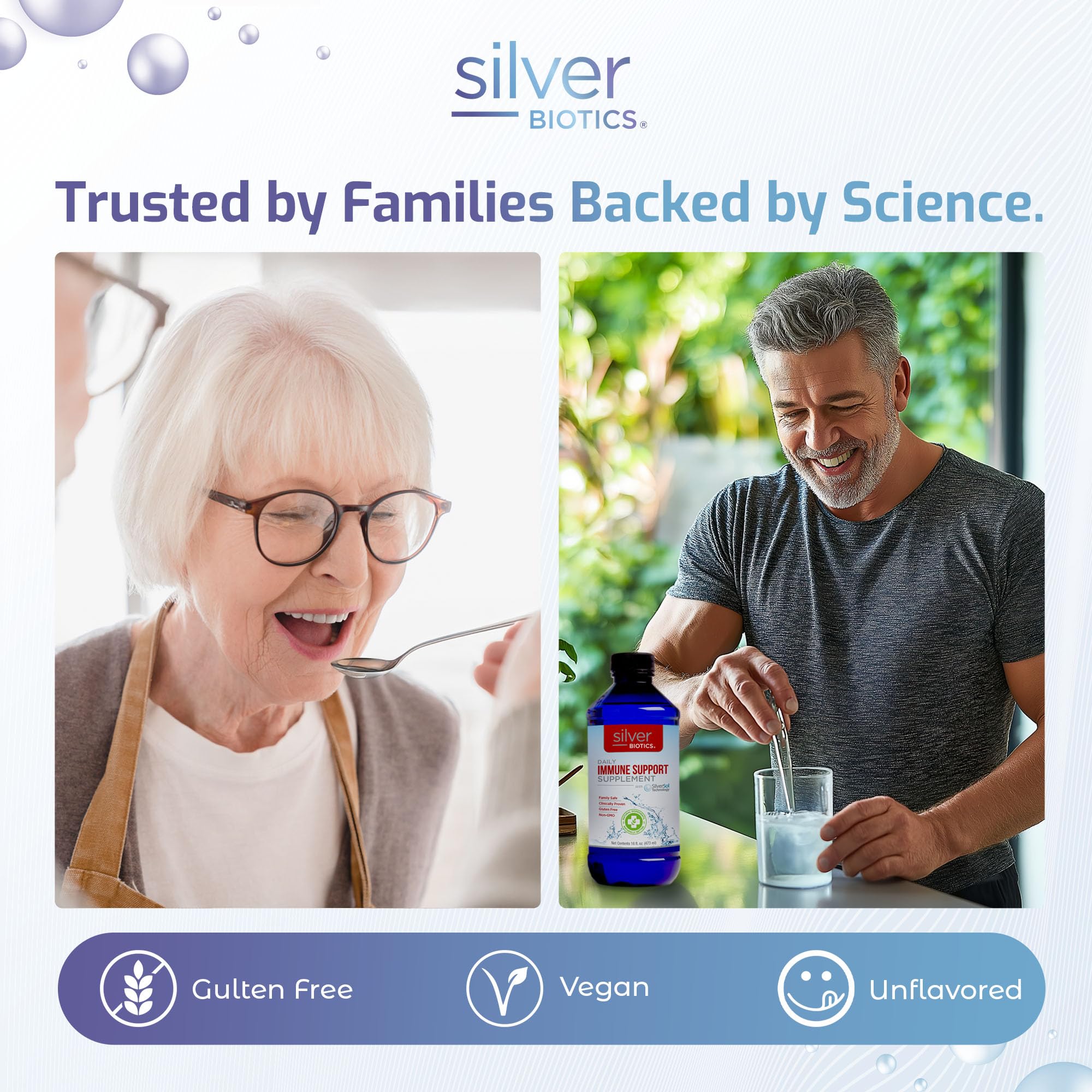 Envase Silver Biotics de 4oz, práctico para la familia