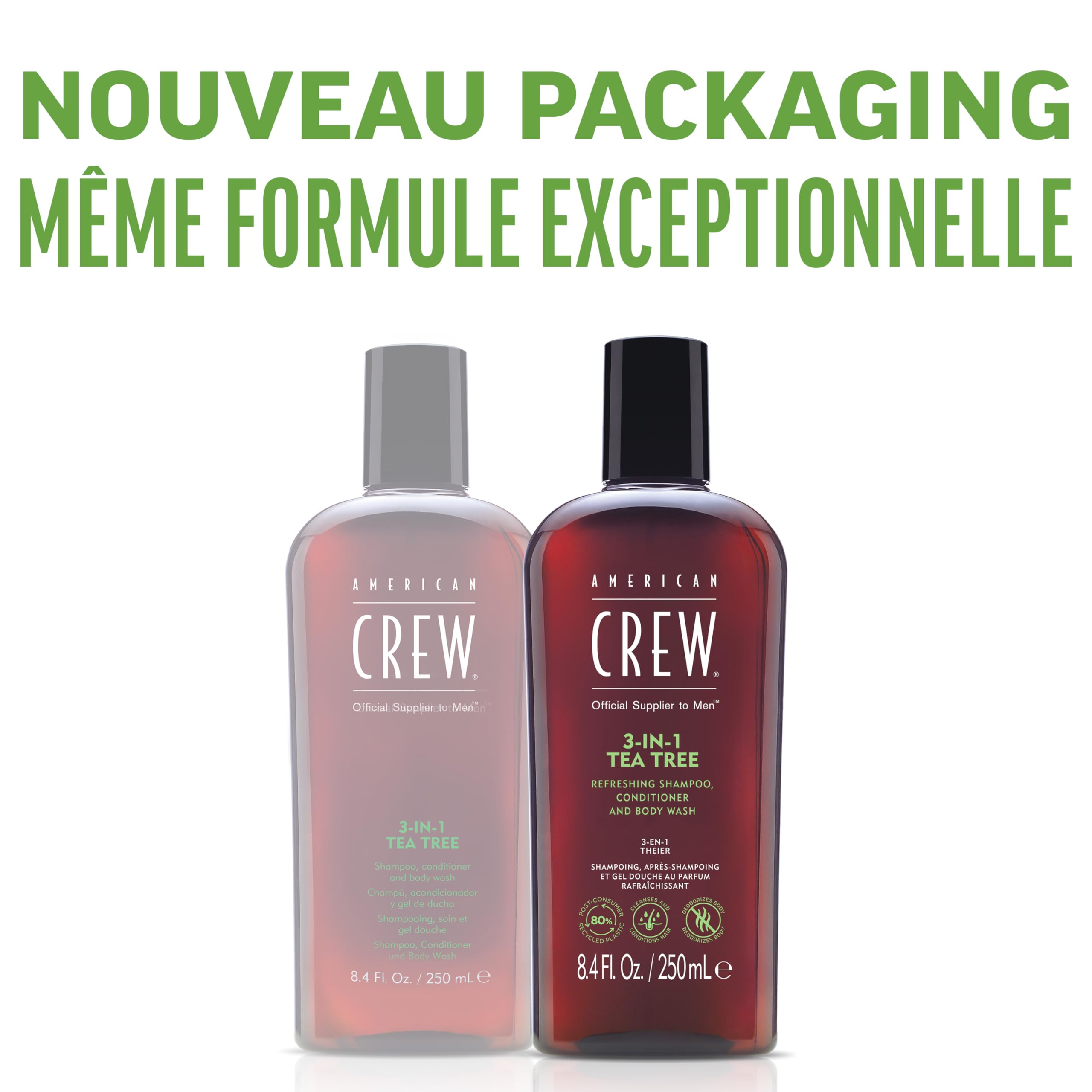 AMERICAN CREW 3‑IN‑1 Tea Tree: aplíquelo sobre cabello mojado masajeando.