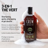 AMERICAN CREW 3‑IN‑1 Tea Tree: cabellos limpios, brillantes y suaves.