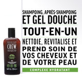 AMERICAN CREW 3‑IN‑1 Tea Tree: uso rápido en ducha para cuerpo y cabello.