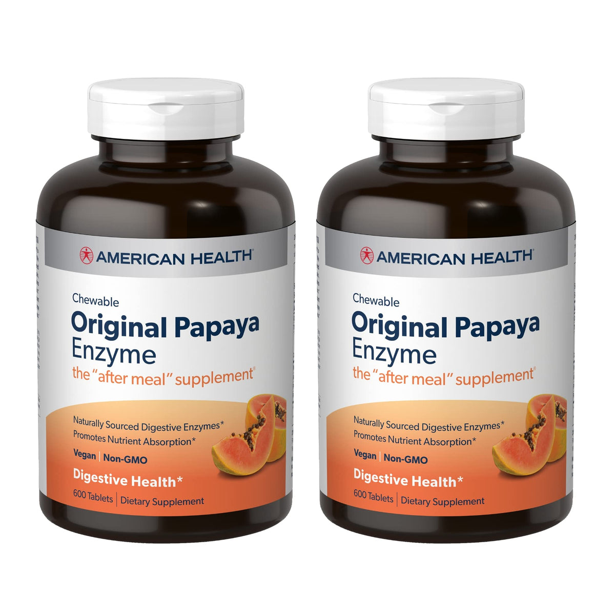 American Health Enzimas de Papaya Original masticables para ayudar a la digestión tras las comidas.
