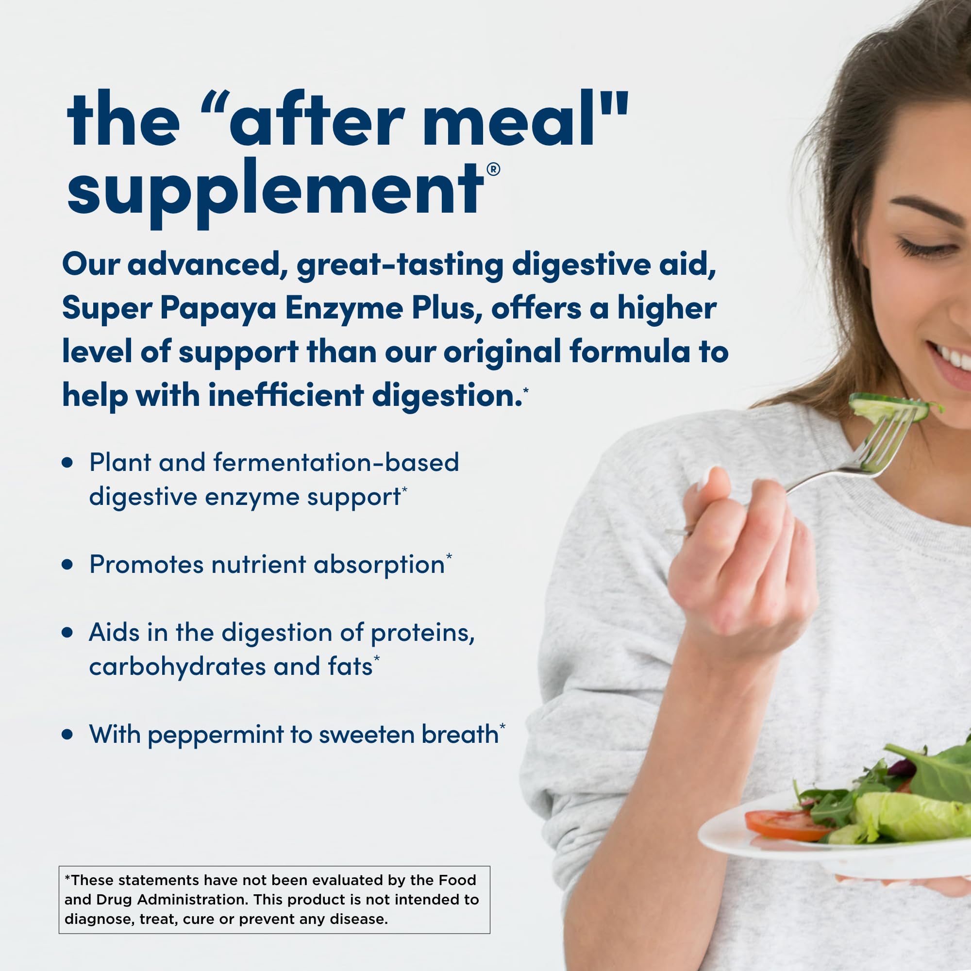 American Health Super Papaya Enzyme Plus, ingredientes de papaya y enzimas para apoyar la digestión.