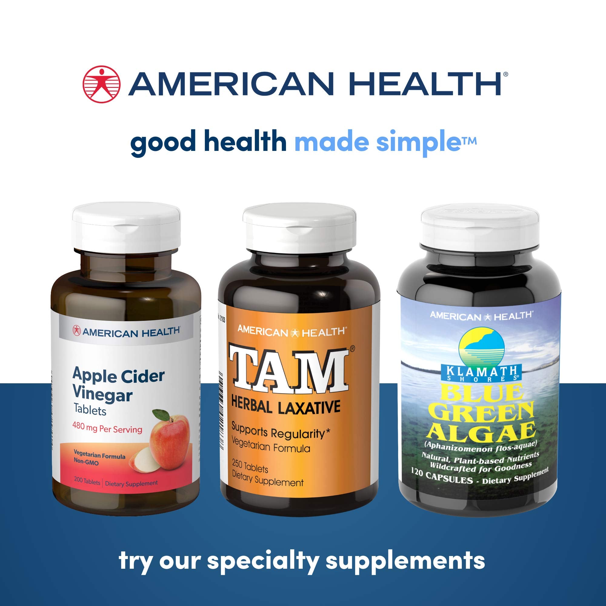 Tam Laxante de American Health, detalle de tabletas para rutina de bienestar.