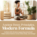 Desintoxicación Esencial de American Nutriceuticals etiqueta frontal: guía de uso para mantener homeostasis