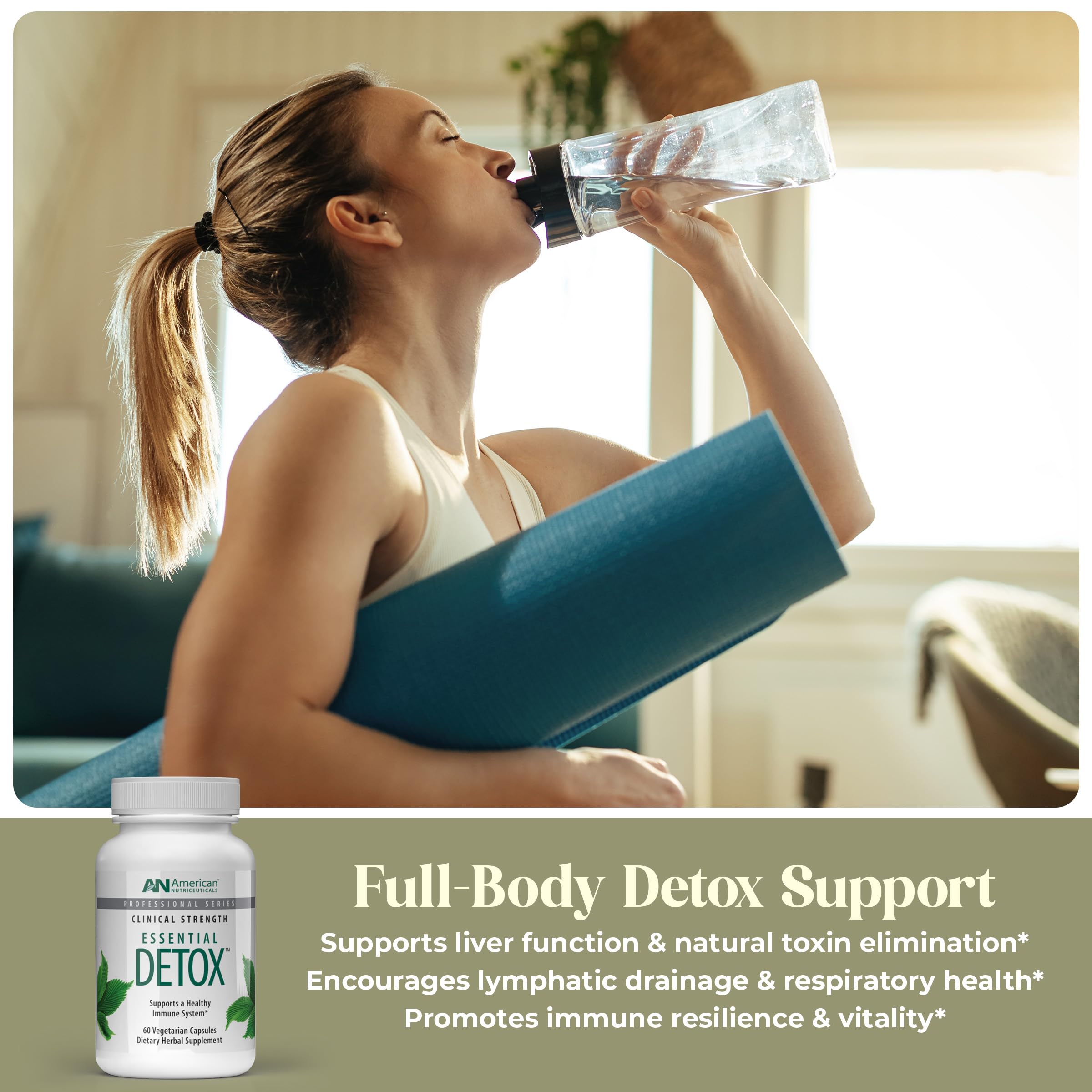 Desintoxicación Esencial de American Nutriceuticals ingredientes clave visualizados