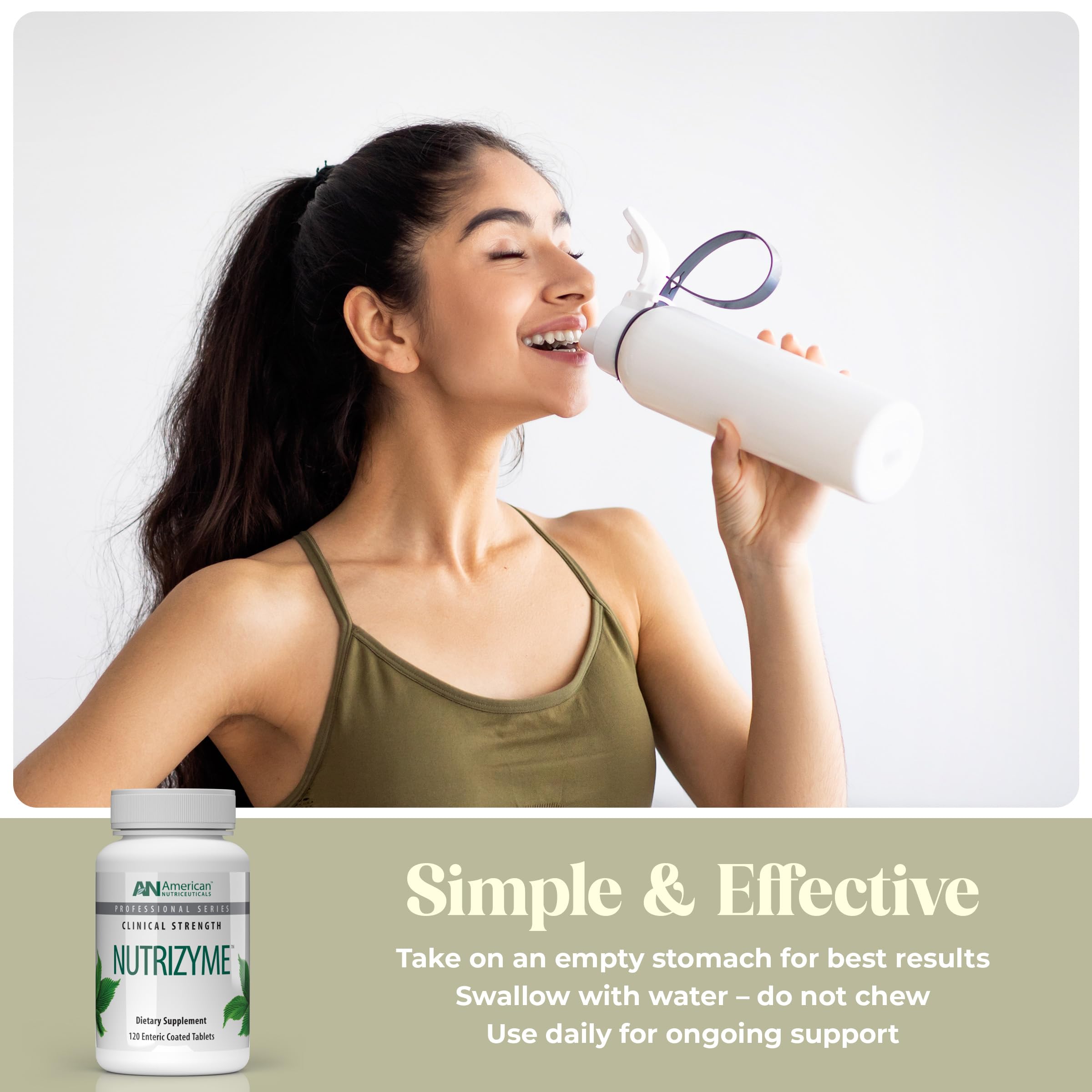 Nutrizyme de American Nutriceuticals, apoyo inmunitario, ayuda a mantener defensas de forma natural.
