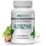 Nutrizyme de American Nutriceuticals, empaque de tabletas, fácil de almacenar y comenzar tu rutina diaria.