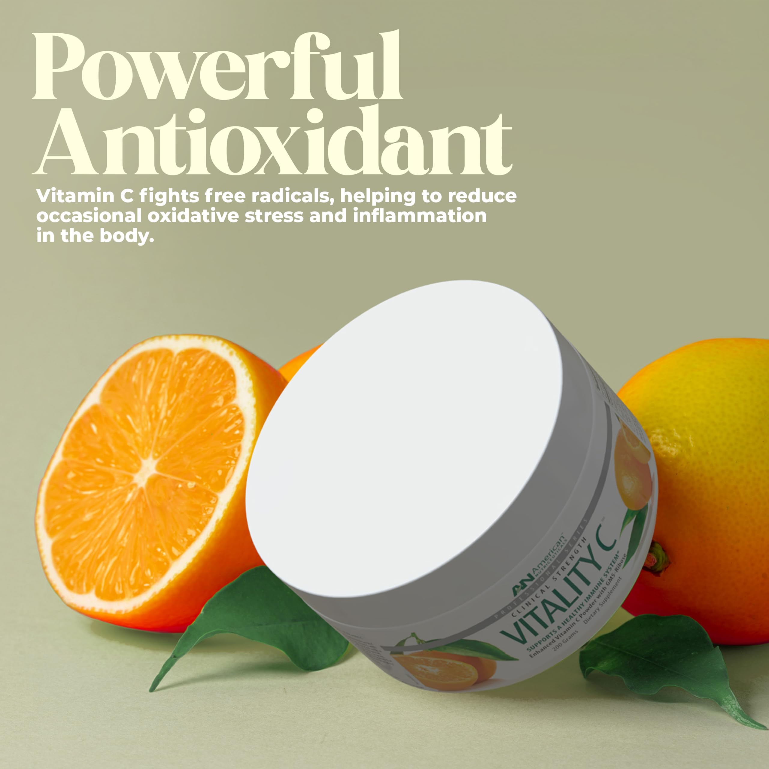 Polvo Vitamina C de American Nutriceuticals para piel y articulaciones.