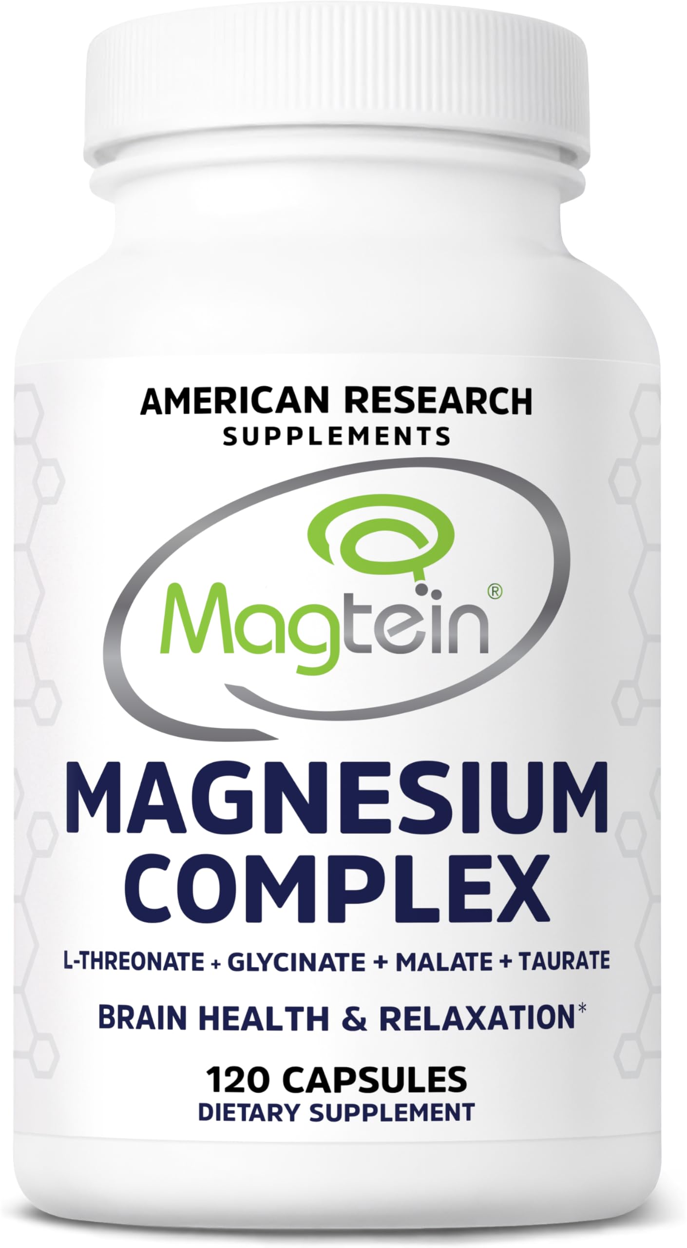 American Research Supplements Magnesium L-Threonate Complex en botella, apoyo para concentración y descanso.