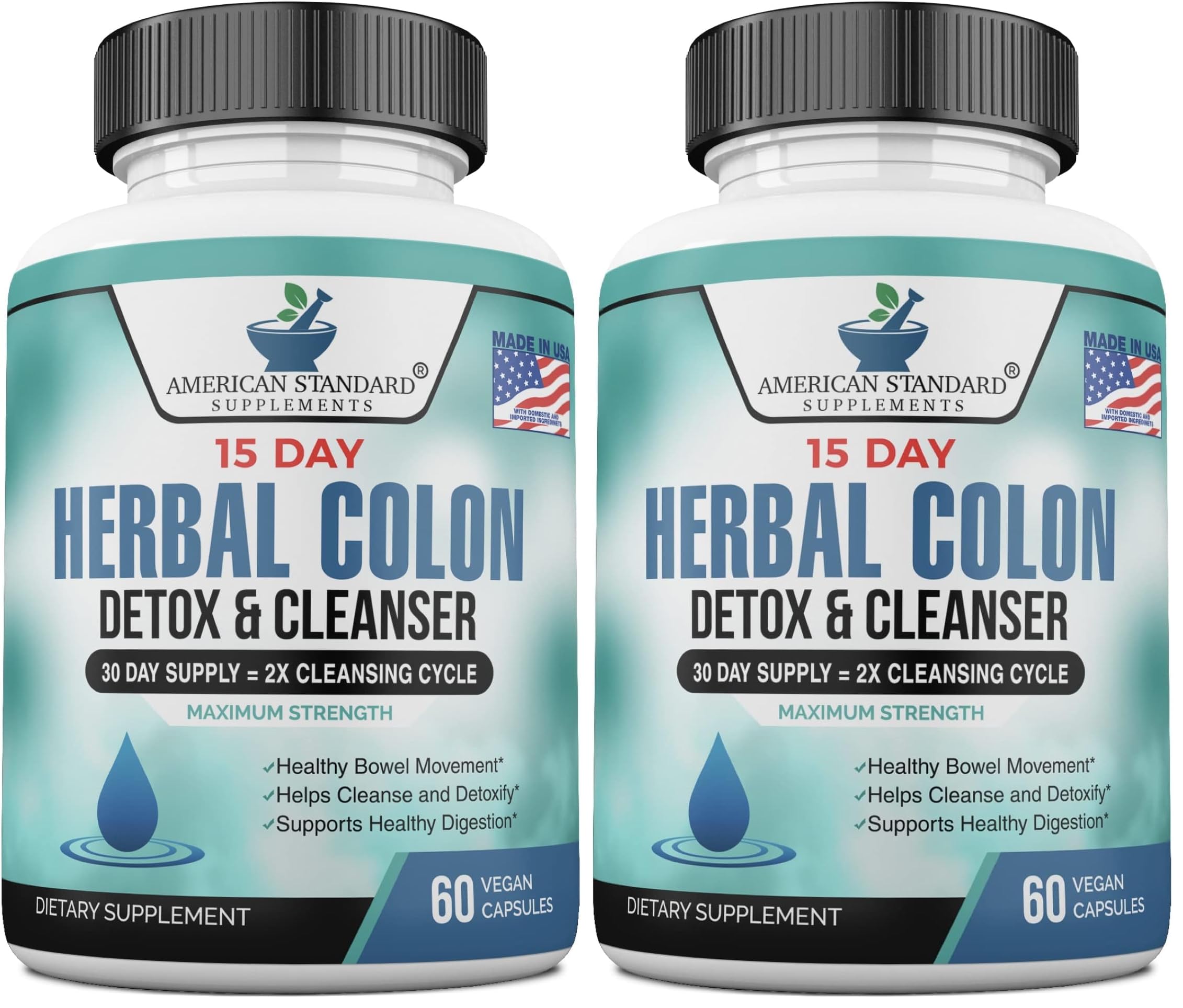 American Standard Supplements Limpieza de colon: botella frontal para bienestar digestivo