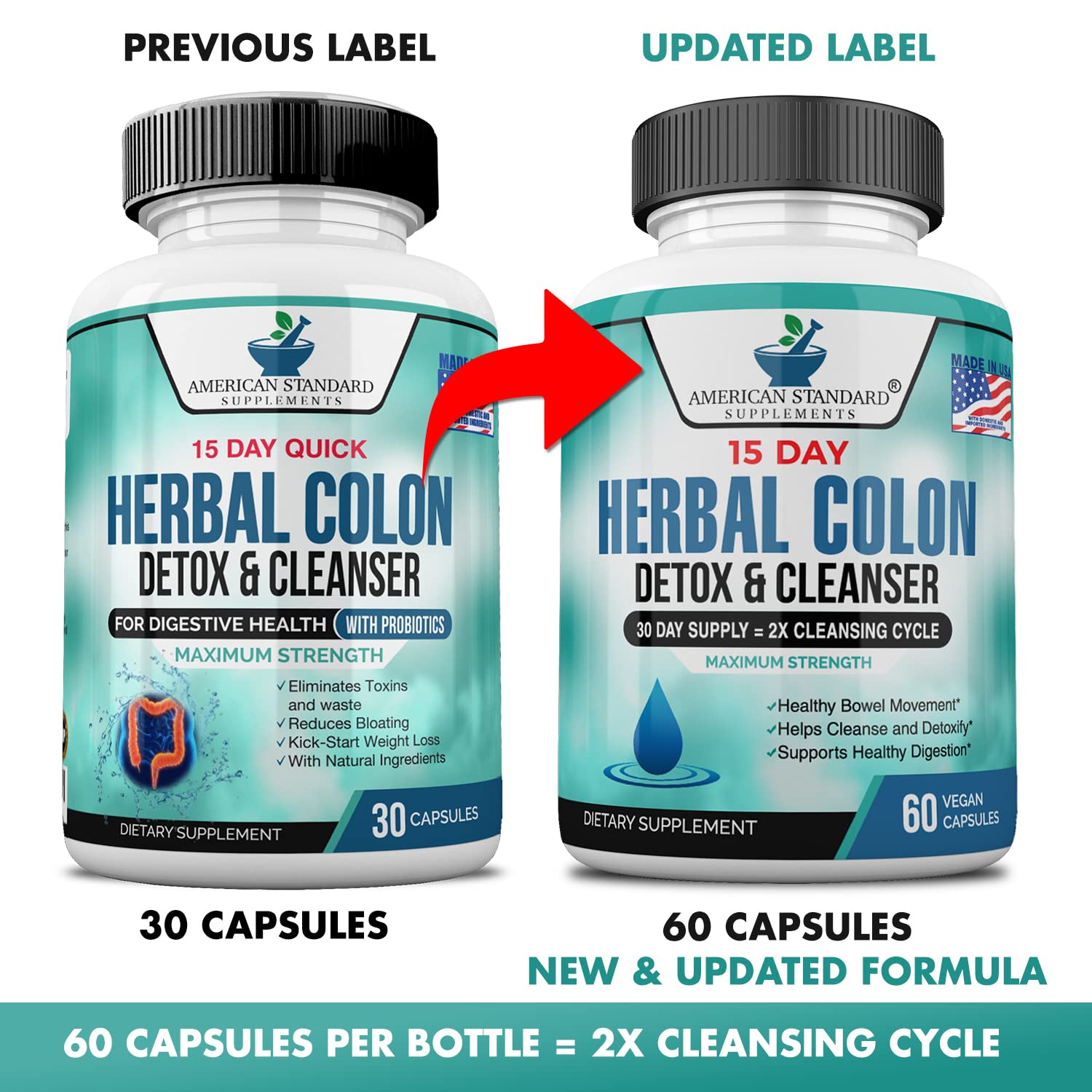 American Standard Supplements Limpieza de colon: pack de dos botellas para planificar la semana