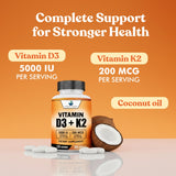 American Standard Supplements Vitamina D3 y K2, cápsulas, dosis diaria conveniente.